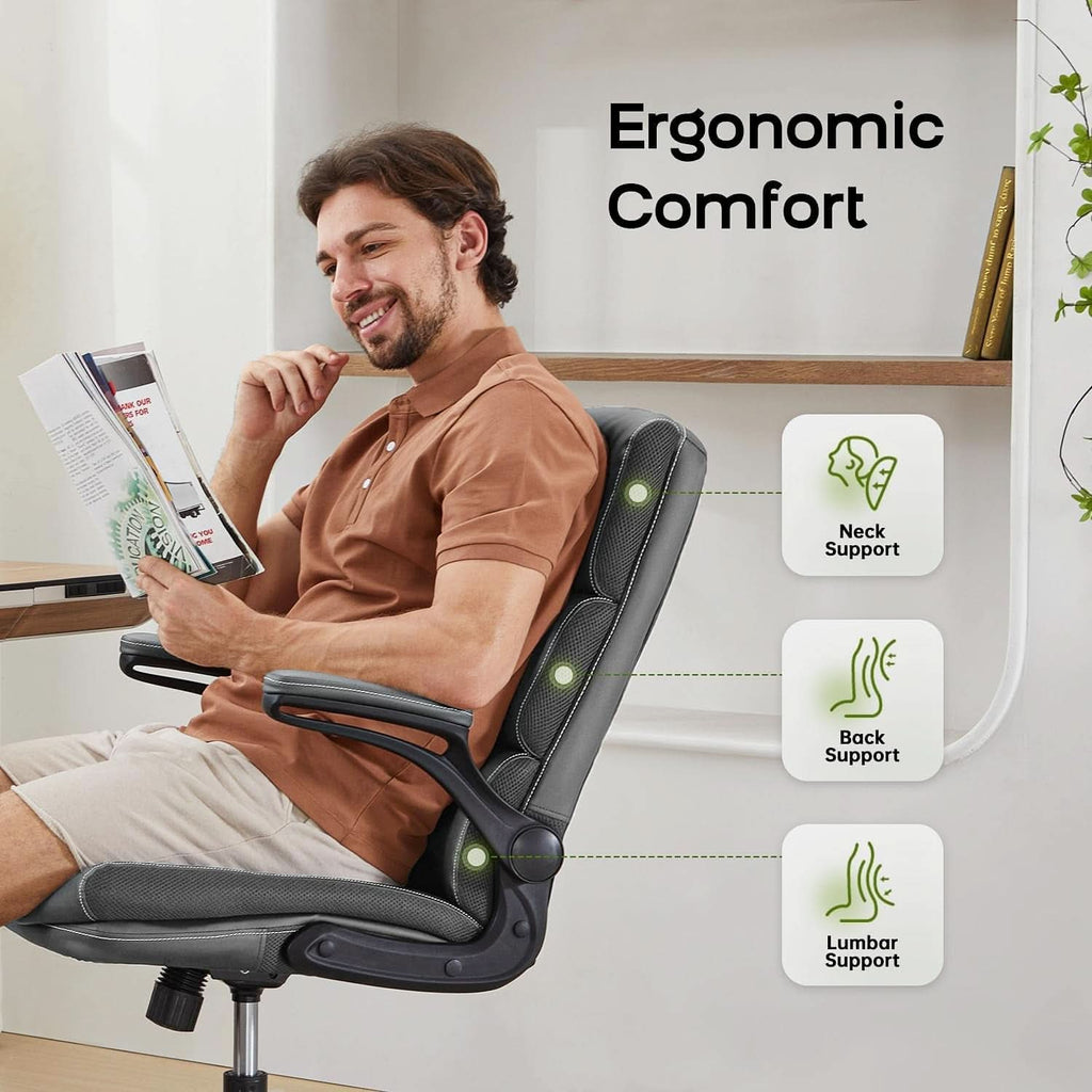 Gray Ergonomic Office Chair With Adjustable Height