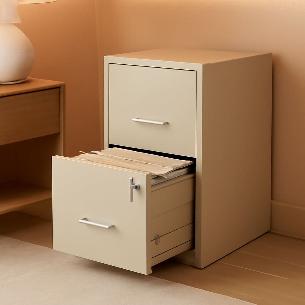 18 Inch Deep 2 Drawer File Cabinet Putty For Home Office