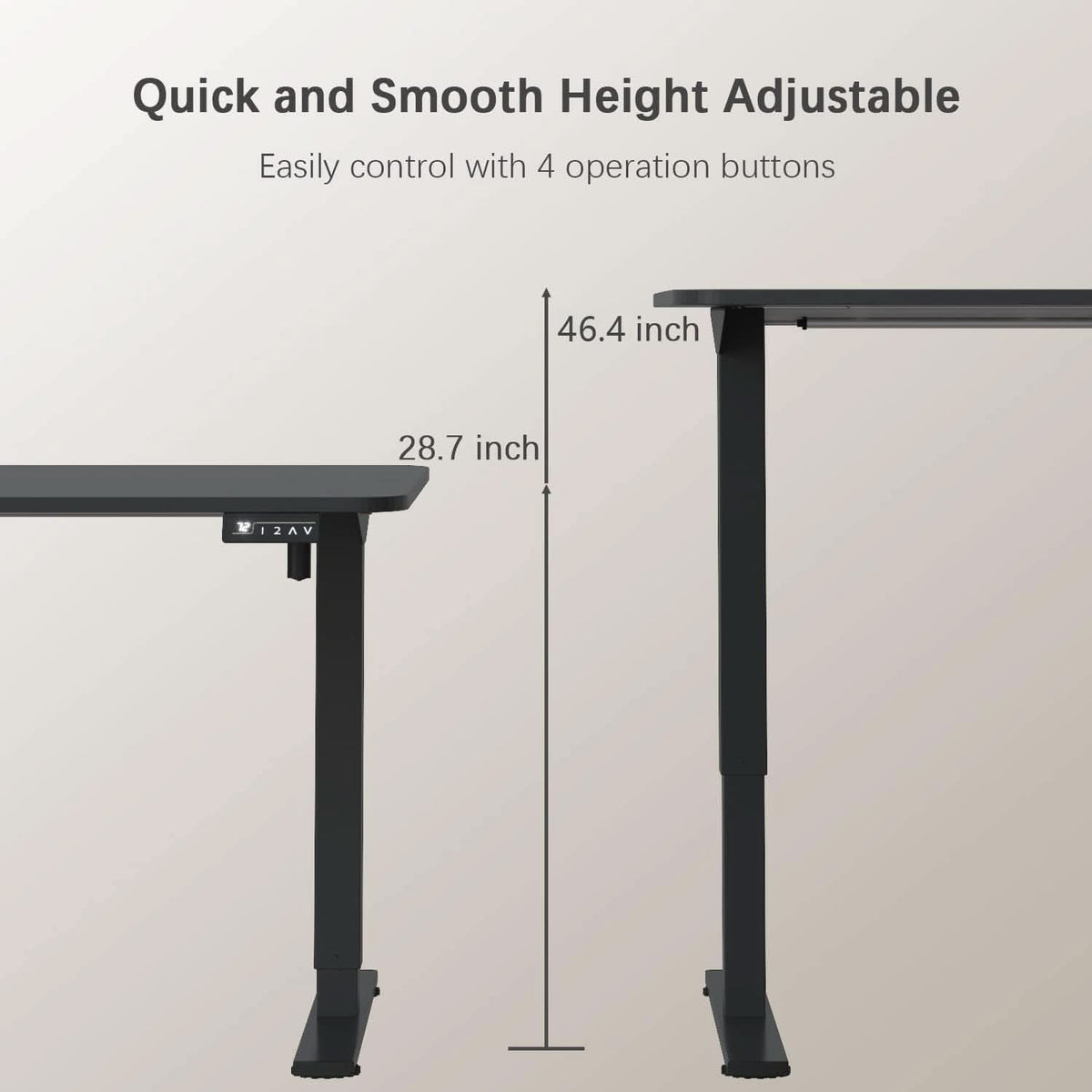 Electric Height Adjustable Standing Desk 55 X 24 Inches