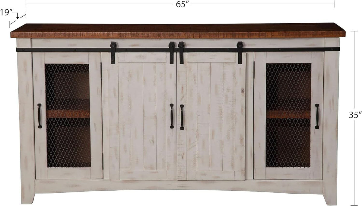 65 Inch Solid Wood TV Stand With Ample Storage Cabinet