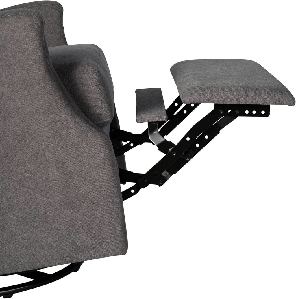 Omma Wingback Swivel Glider Recliner Dark Gray Upholstered