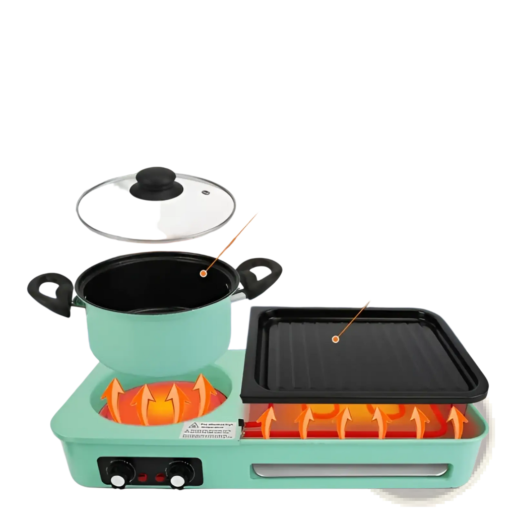 Electric Grill and Hot Pot Combo Teal 1600w Multi-cooker