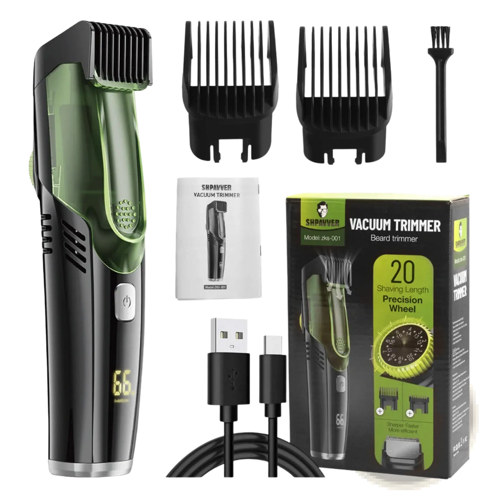 Electric Hair Trimmer with Vacuum and Digital Display