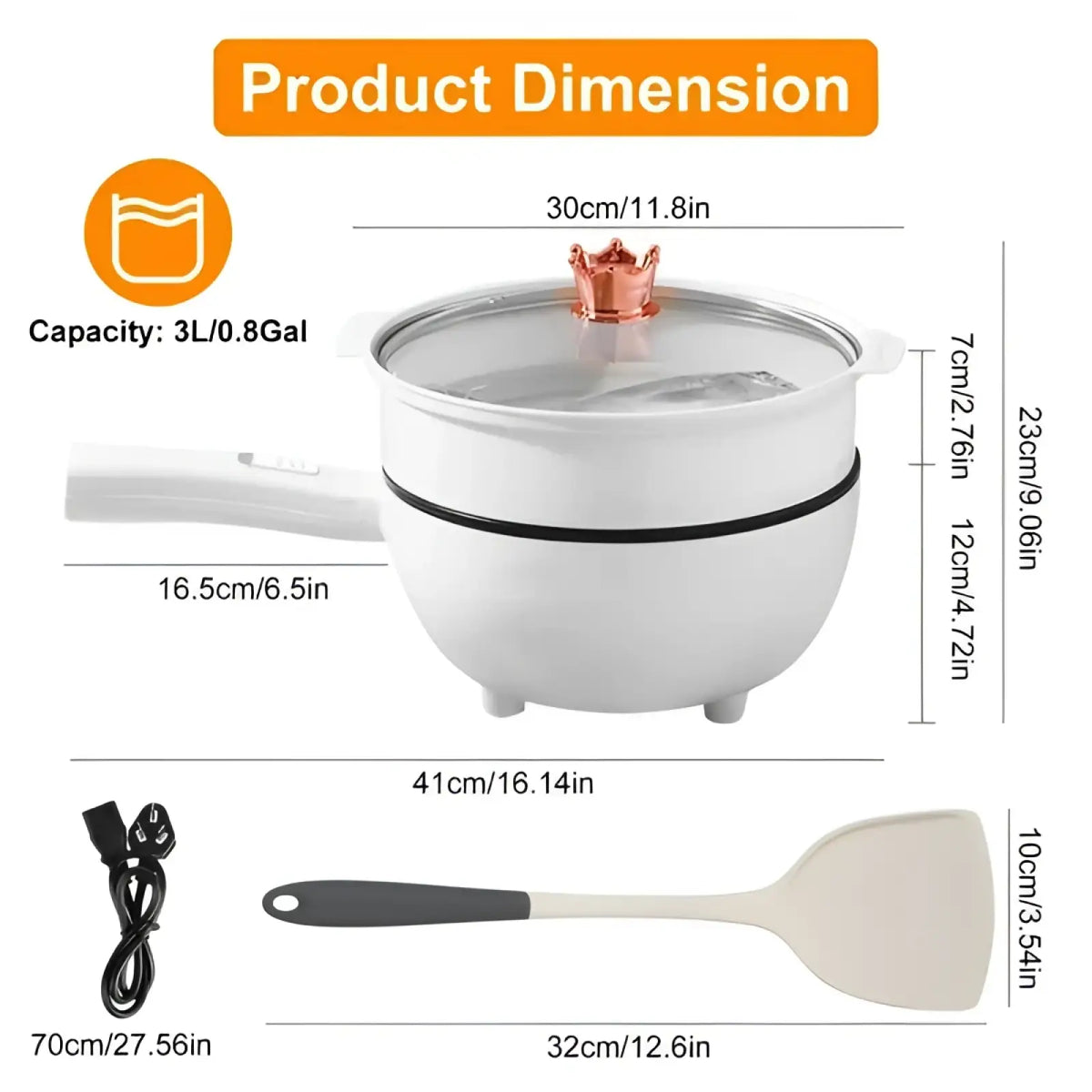 Electric Hot Pot 3l Multi Cooker with Steamer 1000w