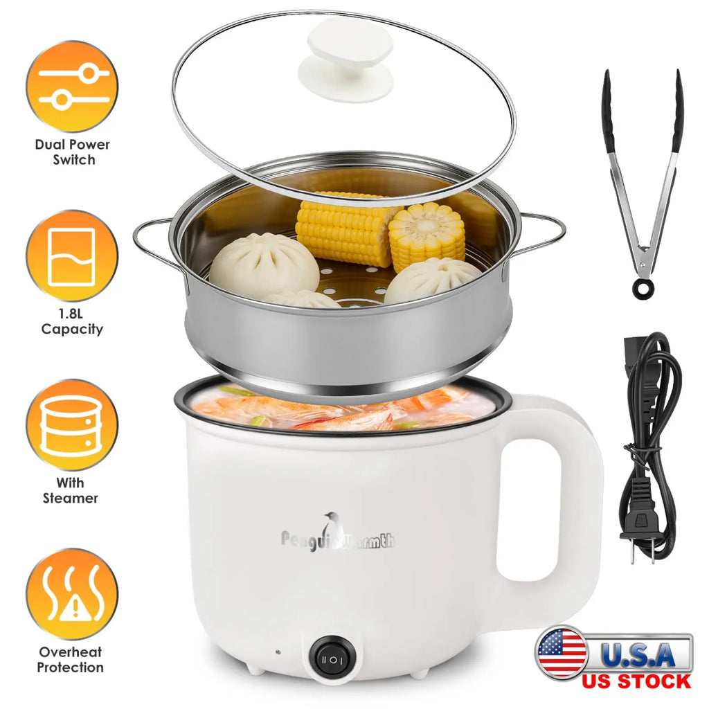 Electric Hot Pot with Steamer 1.8l Mini Rice Cooker