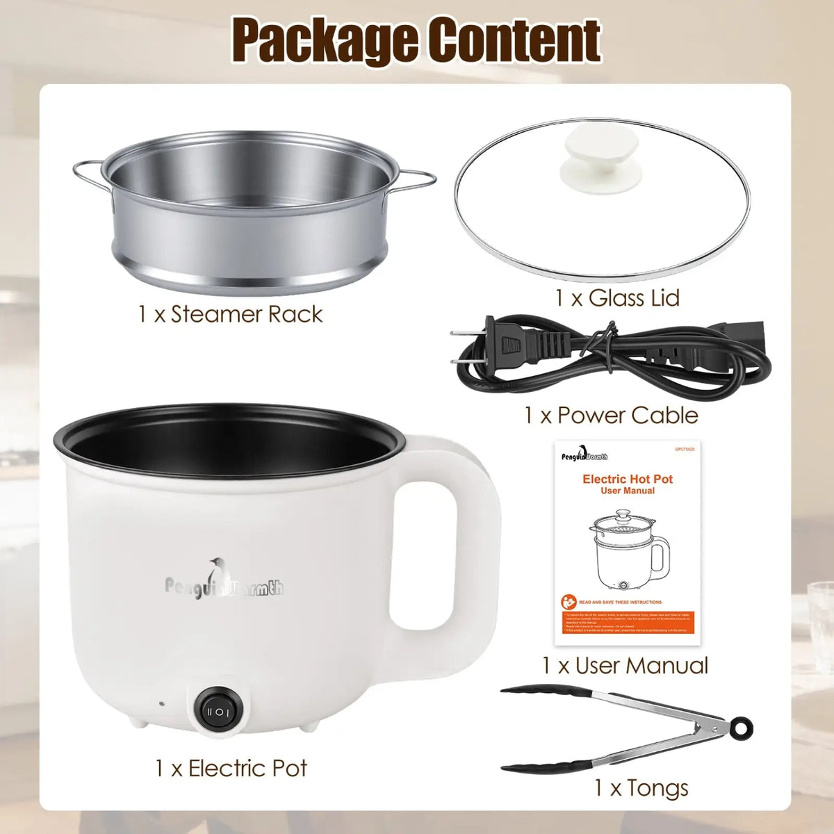 Electric Hot Pot with Steamer 1.8l Mini Rice Cooker
