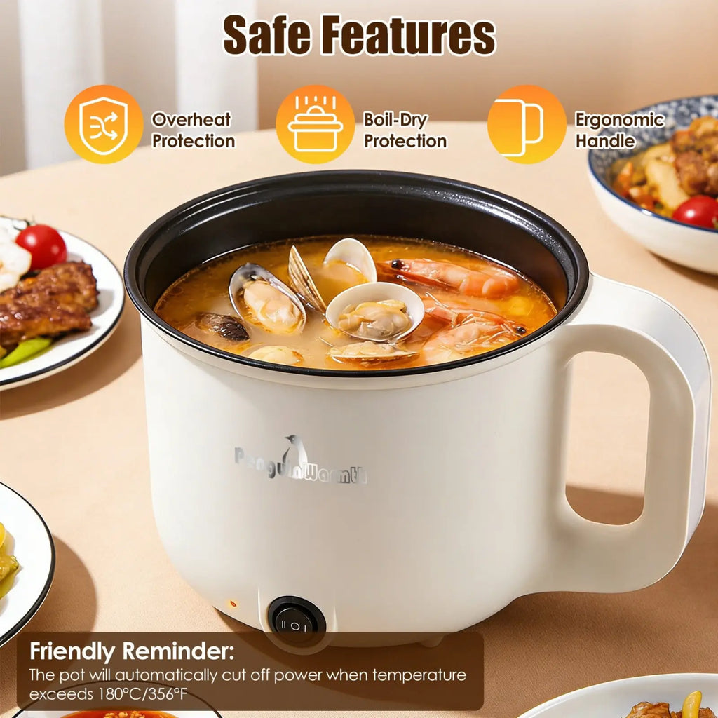 Electric Hot Pot with Steamer 1.8l Mini Rice Cooker