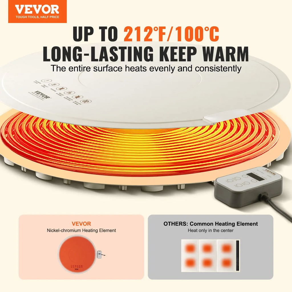 Electric Warming Tray Rollable Food Mat with Timer