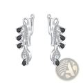 Elegant Black Teardrop Zircon Leaf Stud Earrings