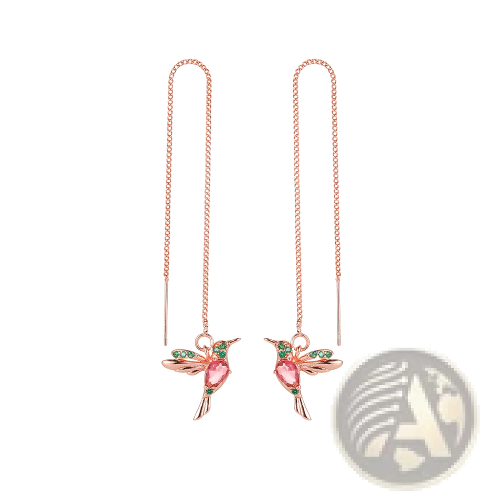 Elegant Hummingbird Crystal Tassel Drop Earrings for Women