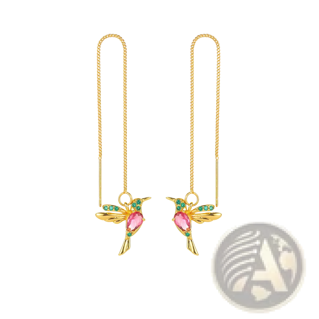 Elegant Hummingbird Crystal Tassel Drop Earrings for Women