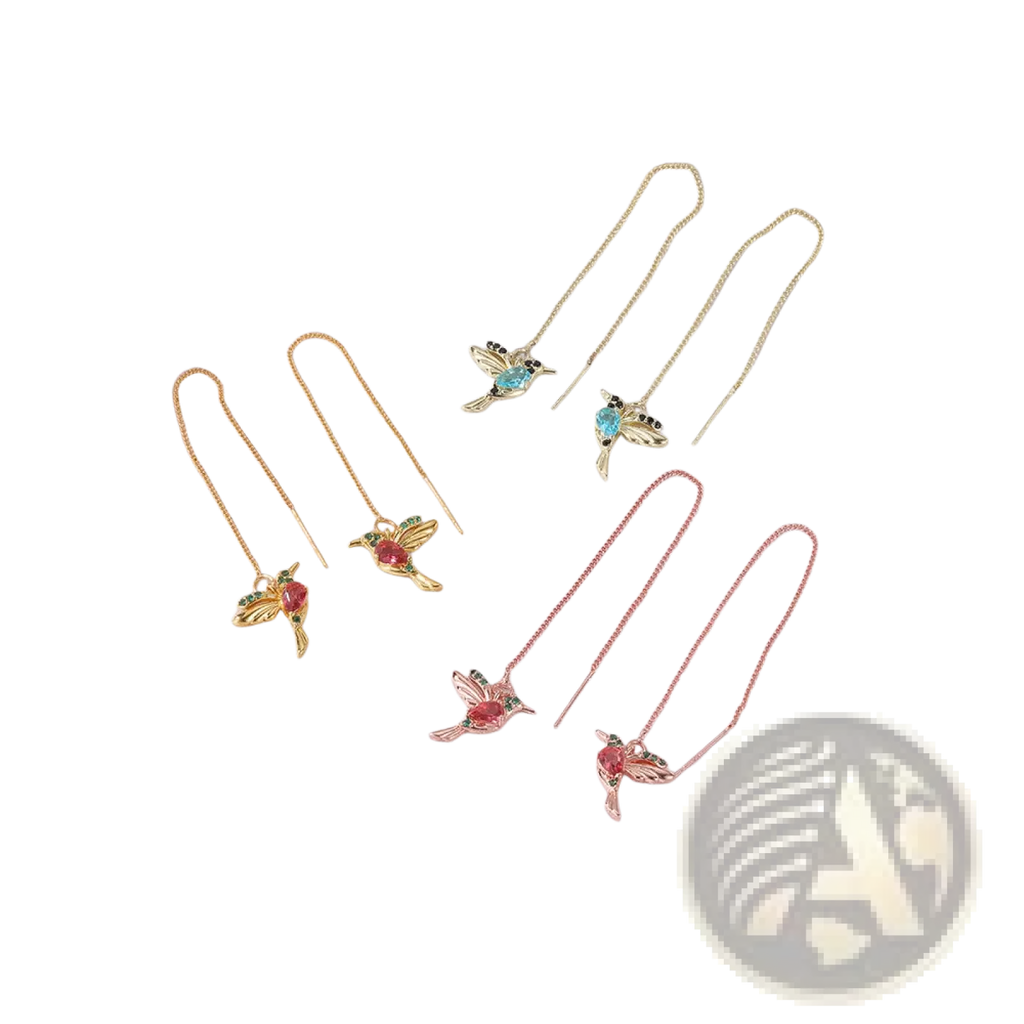 Elegant Hummingbird Crystal Tassel Drop Earrings for Women