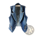 Embellished Tailored Denim Vest with Heart Charm Zipper