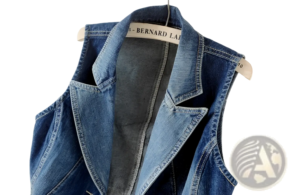 Embellished Tailored Denim Vest with Heart Charm Zipper