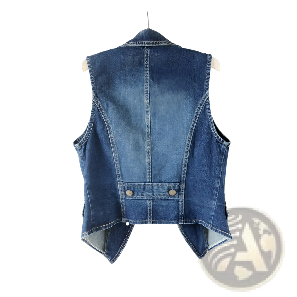 Embellished Tailored Denim Vest with Heart Charm Zipper