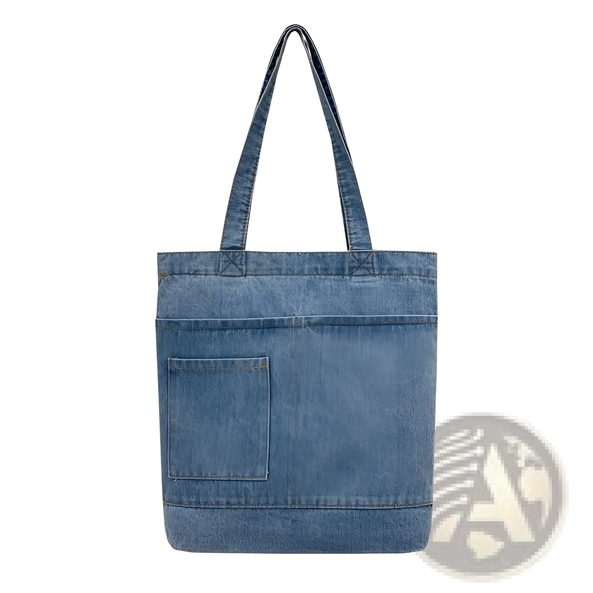Embroidered Denim Tote Bag with Slogan and Soft Handle