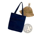 Embroidered Denim Tote Bag with Slogan and Soft Handle