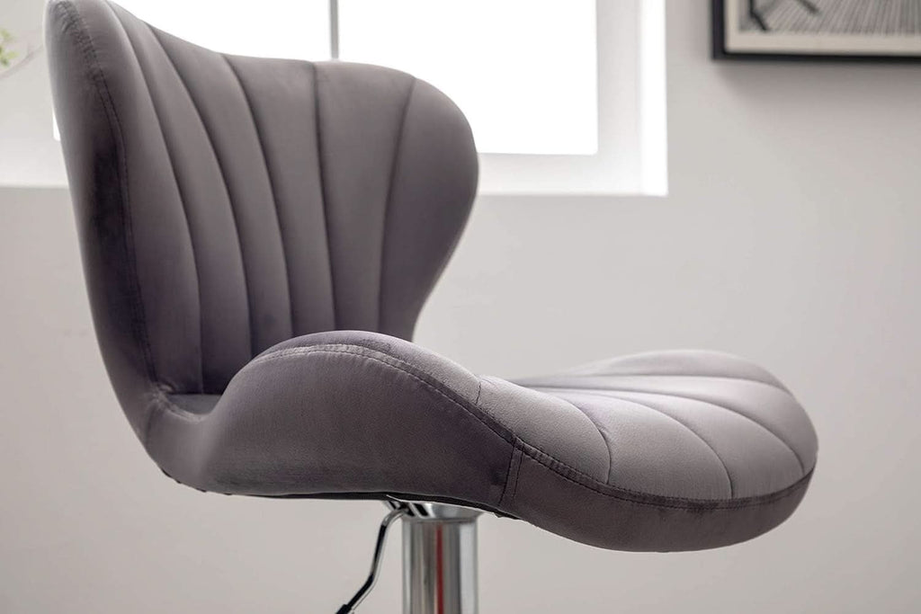 Velvet Adjustable Swivel Barstools Gray Set of Two