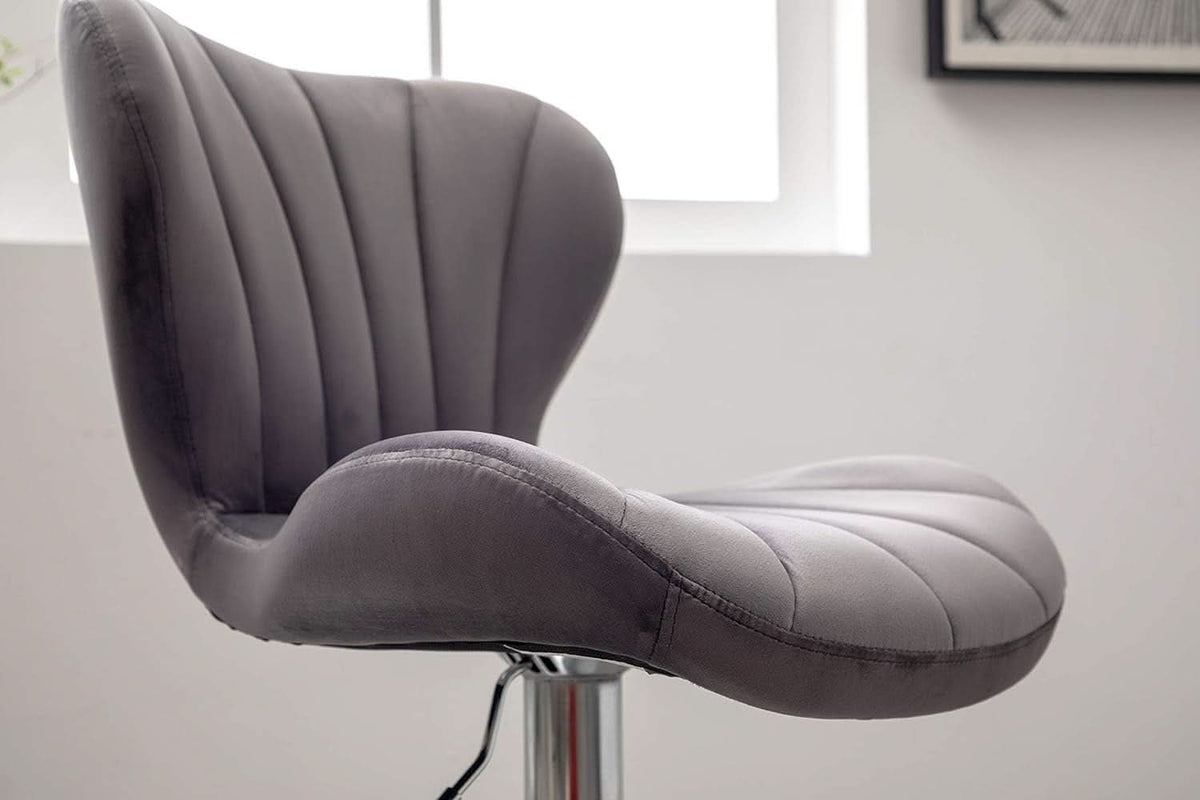 Velvet Adjustable Swivel Barstools Gray Set of Two