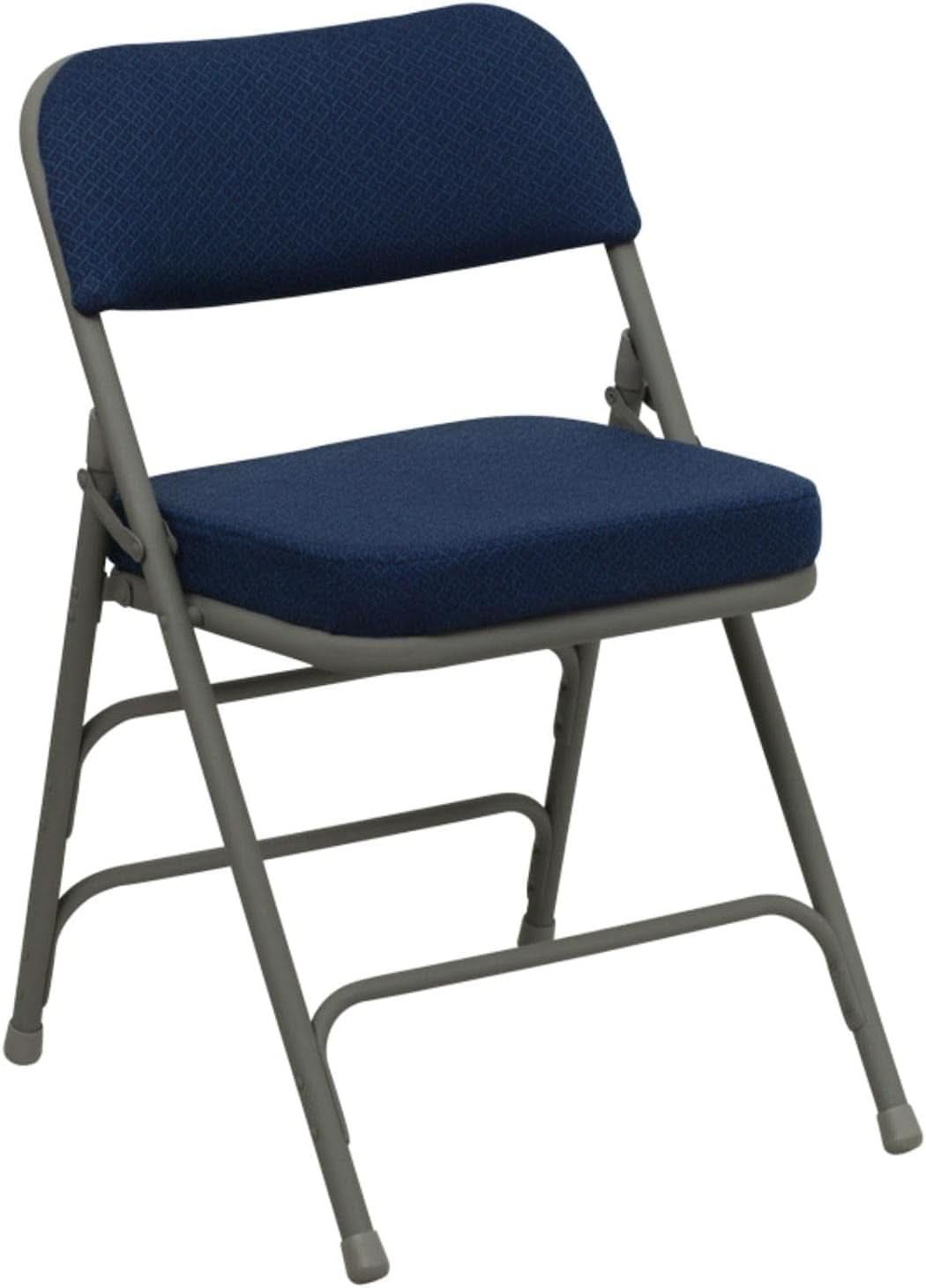 Navy Cushioned Metal Folding Chairs Set of 2 for Events