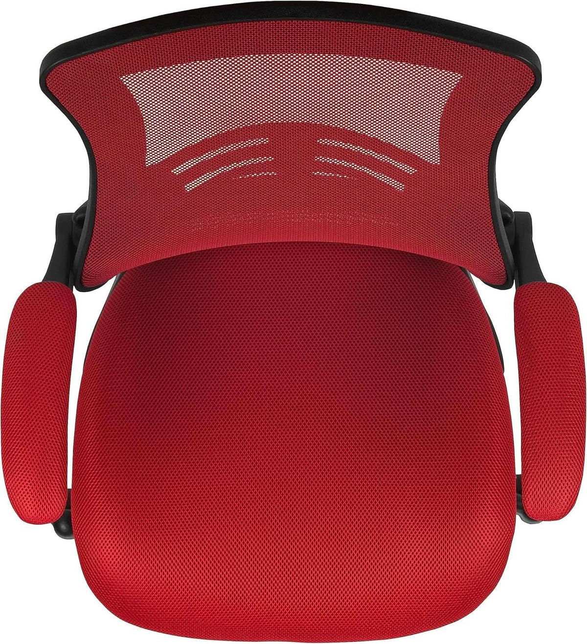 Kelista Red Mid Back Swivel Office Chair With Flip Armrests