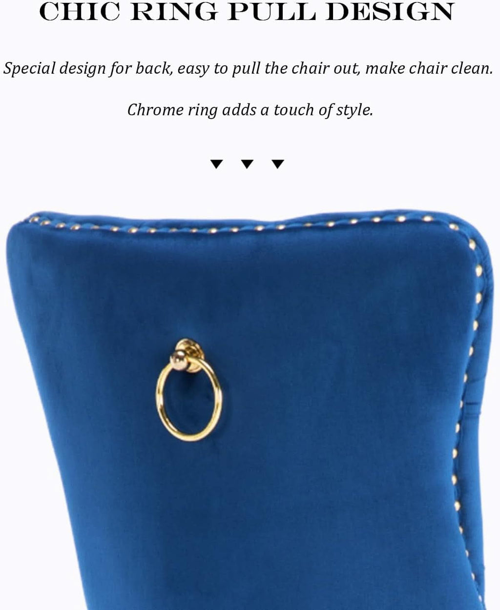 Blue Velvet Dining Chair Set Of 2 With Tufted Nailhead Trim