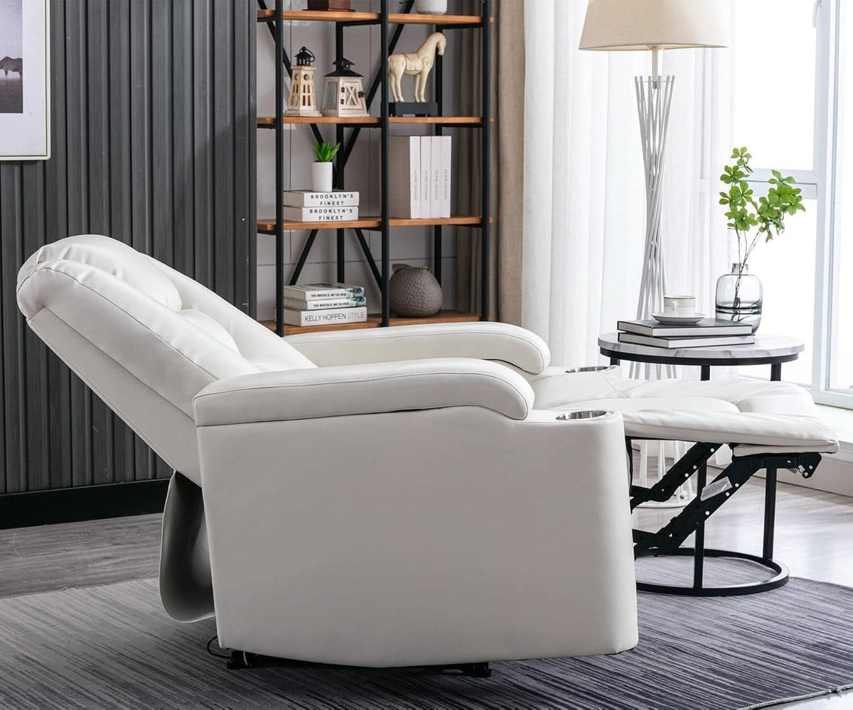 White Power Recliner Chair Set Of 2 With USB Ports