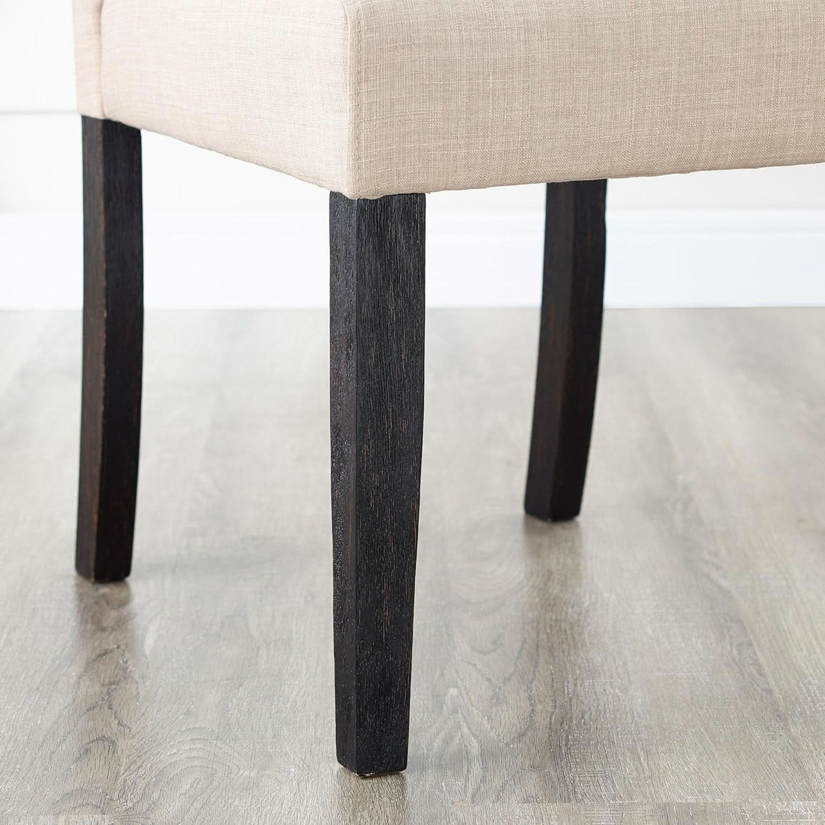 Tufted Solid Wood Dining Chairs Tan Set Of 2 Modern