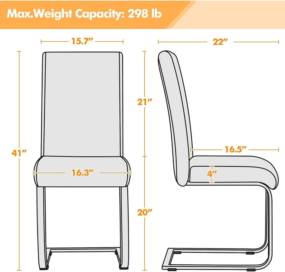 Set Of 2 High Back Faux Leather Dining Chairs White