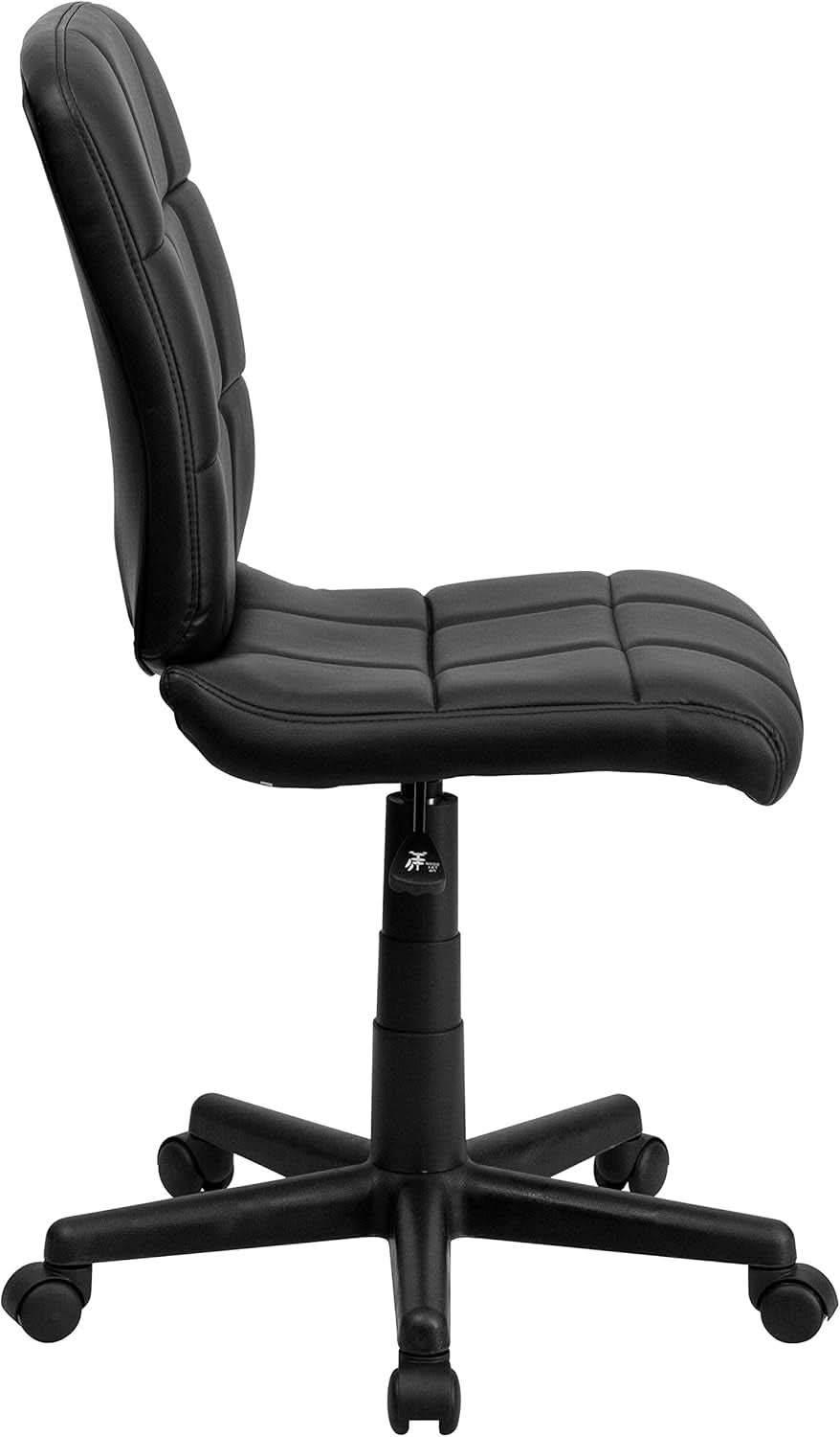 Clayton Mid Back Tufted Vinyl Office Chair Black Swivel