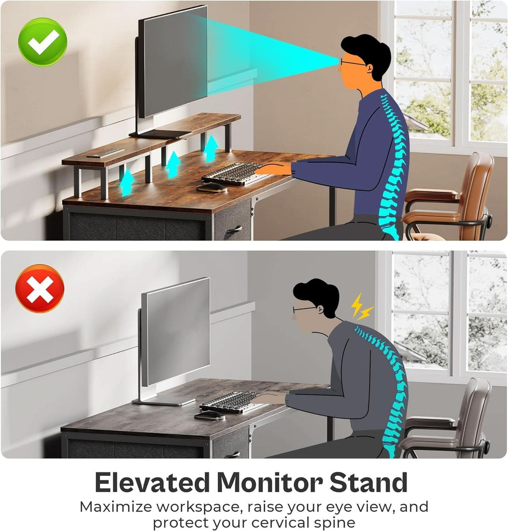 47 Inch Computer Desk With LED Lights And Power Outlets