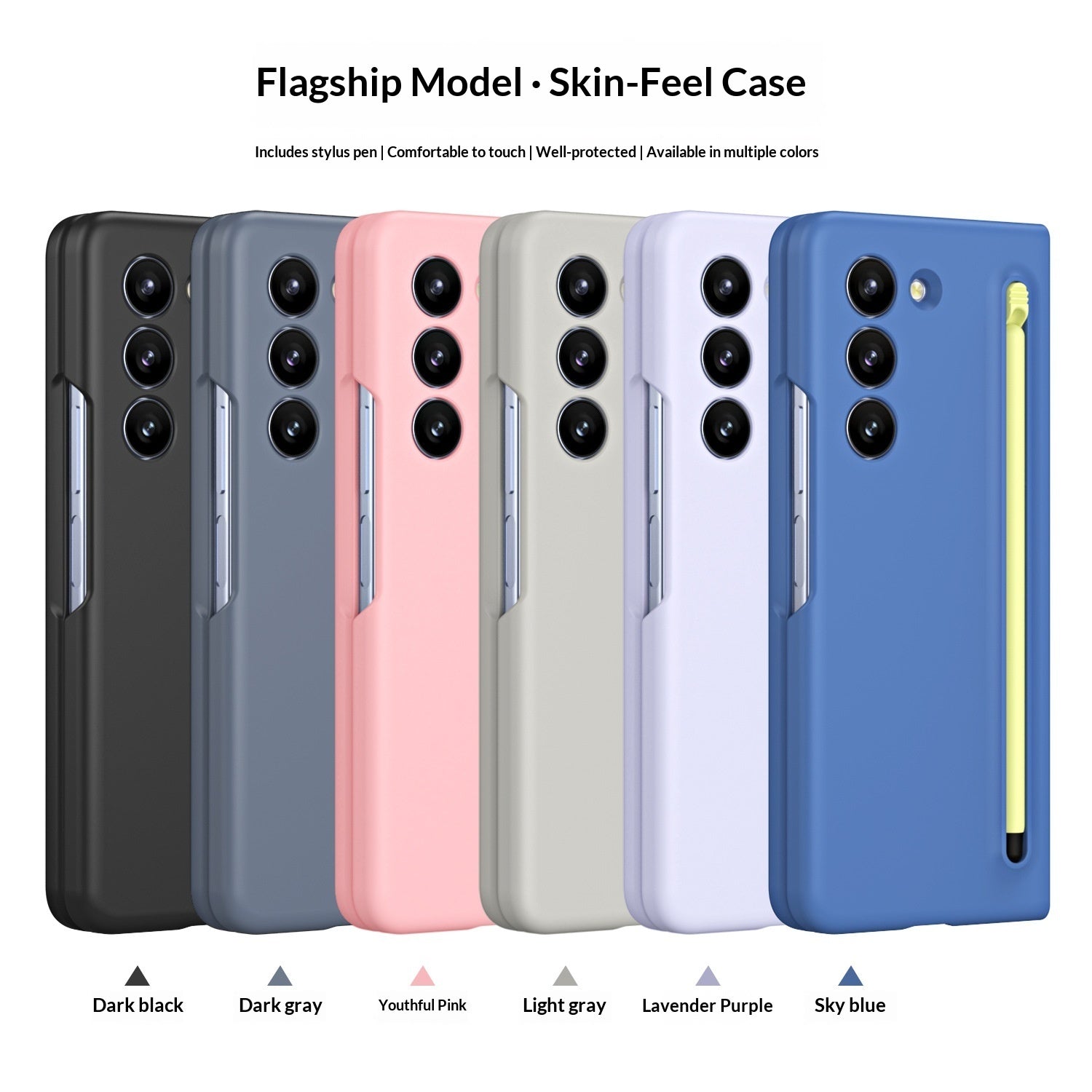 Phone Case With A Skin-feel Hard Shell Pen Slot Storage Strap And Stylus Protection