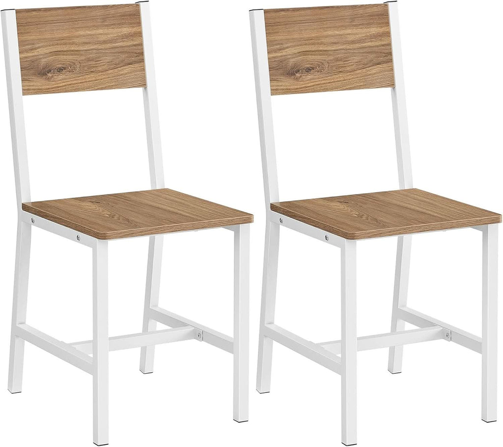 Dining Chair Set Of 2 Rustic Wood With Metal Frame
