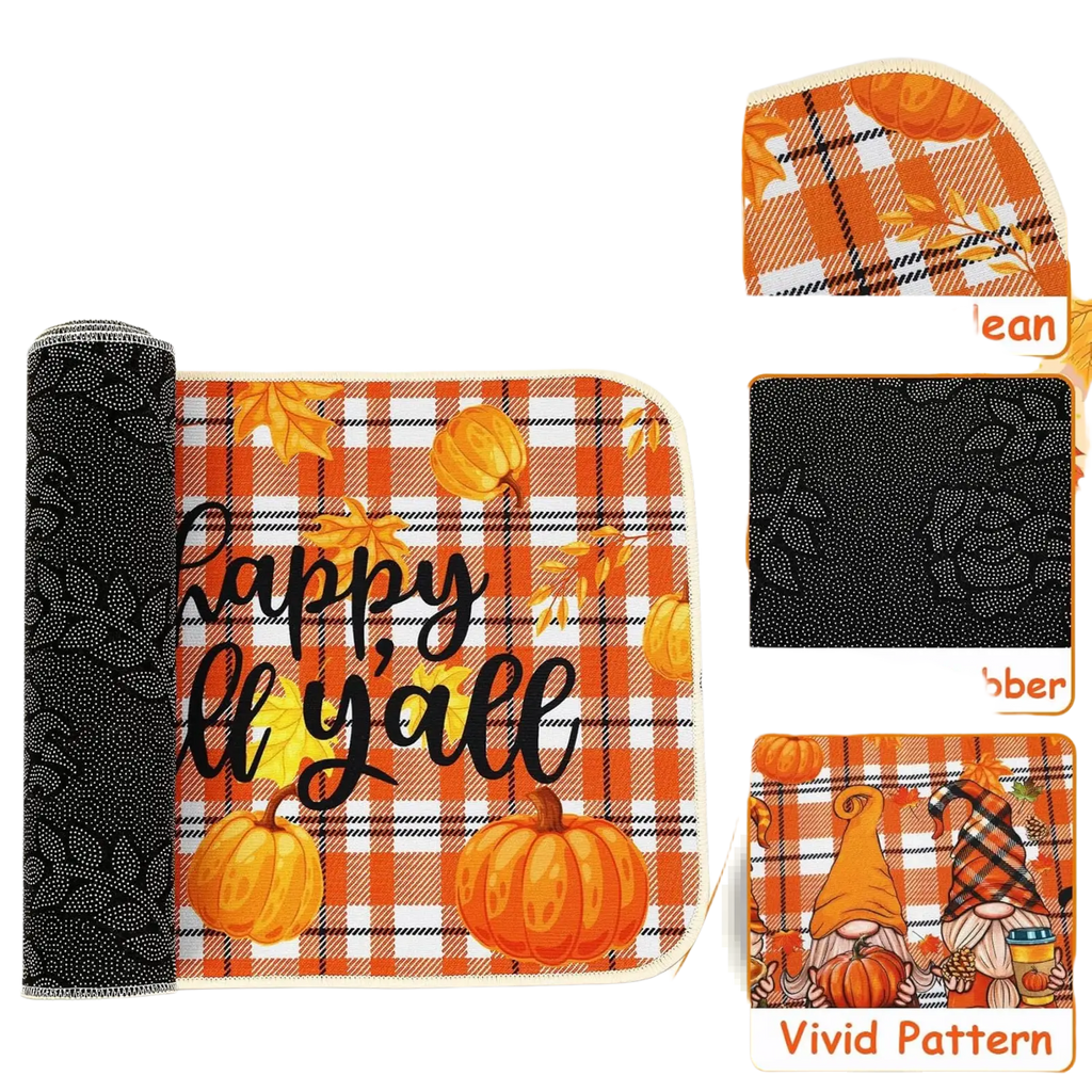 Fall Kitchen Mats Gnome Plaid Thanksgiving 2 Pack
