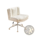 Faux Fur Office Chair Wide Seat Swivel Vanity Chair