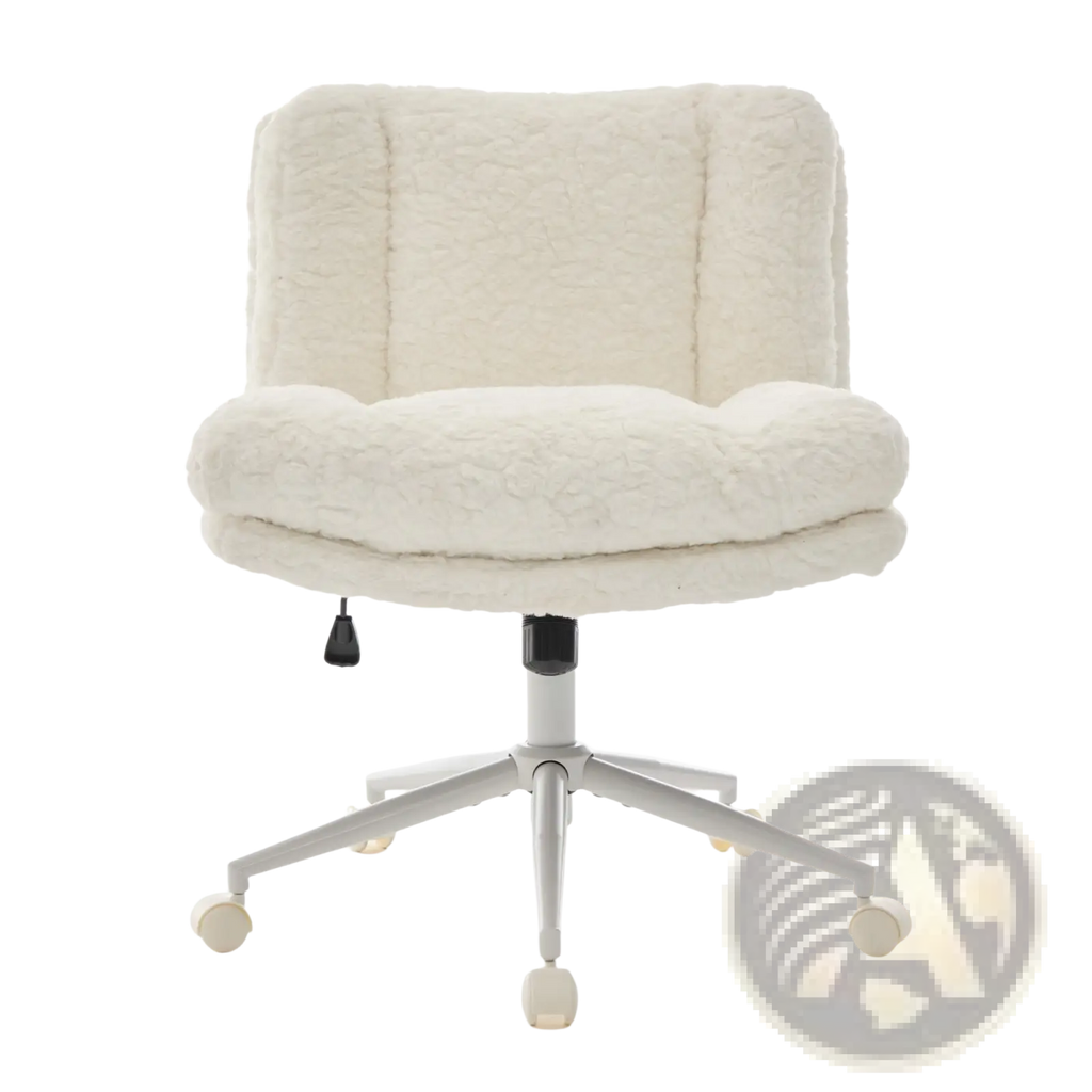 Faux Fur Office Chair Wide Seat Swivel Vanity Chair