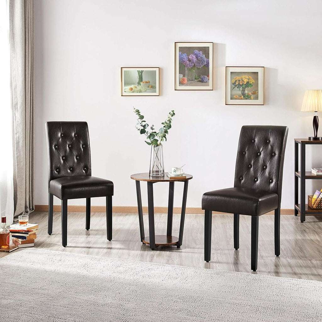 Faux Leather Dining Chairs Brown Set Of 2 For Dining Room