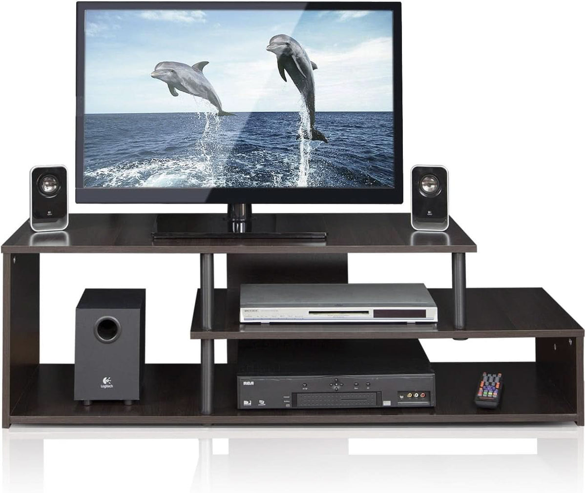 Econ Low Rise TV Stand Espresso Black With Shelves