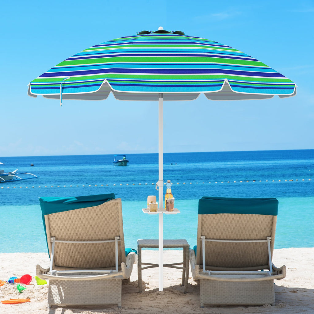 7.2 Feet Portable Outdoor Beach Umbrella with Sand Anchor and Tilt Mechanism