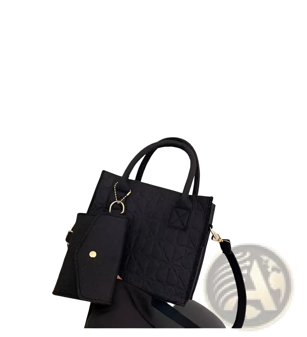 Felt Handbag Set with Matching Wallet and Strap