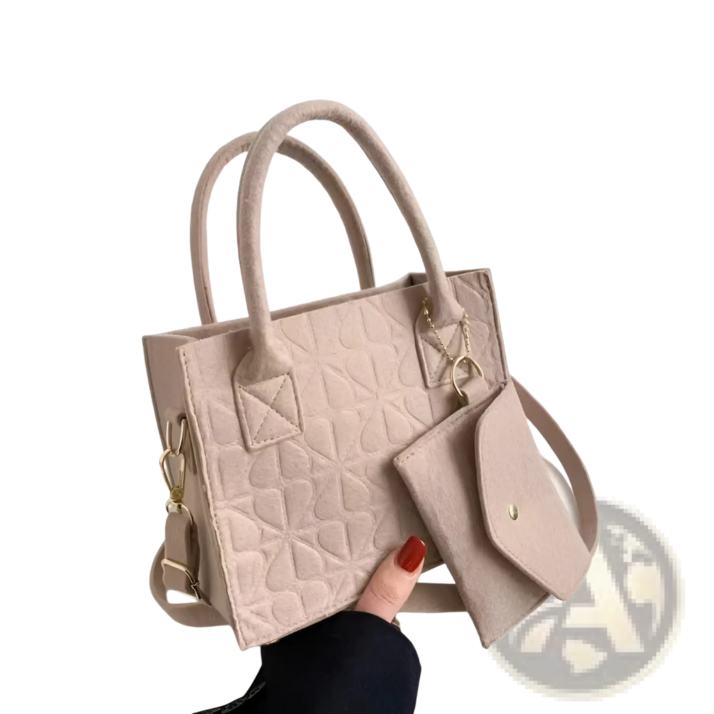 Felt Handbag Set with Matching Wallet and Strap