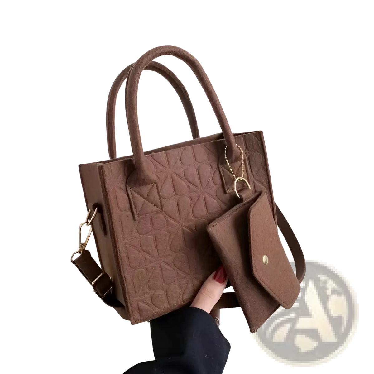 Felt Handbag Set with Matching Wallet and Strap