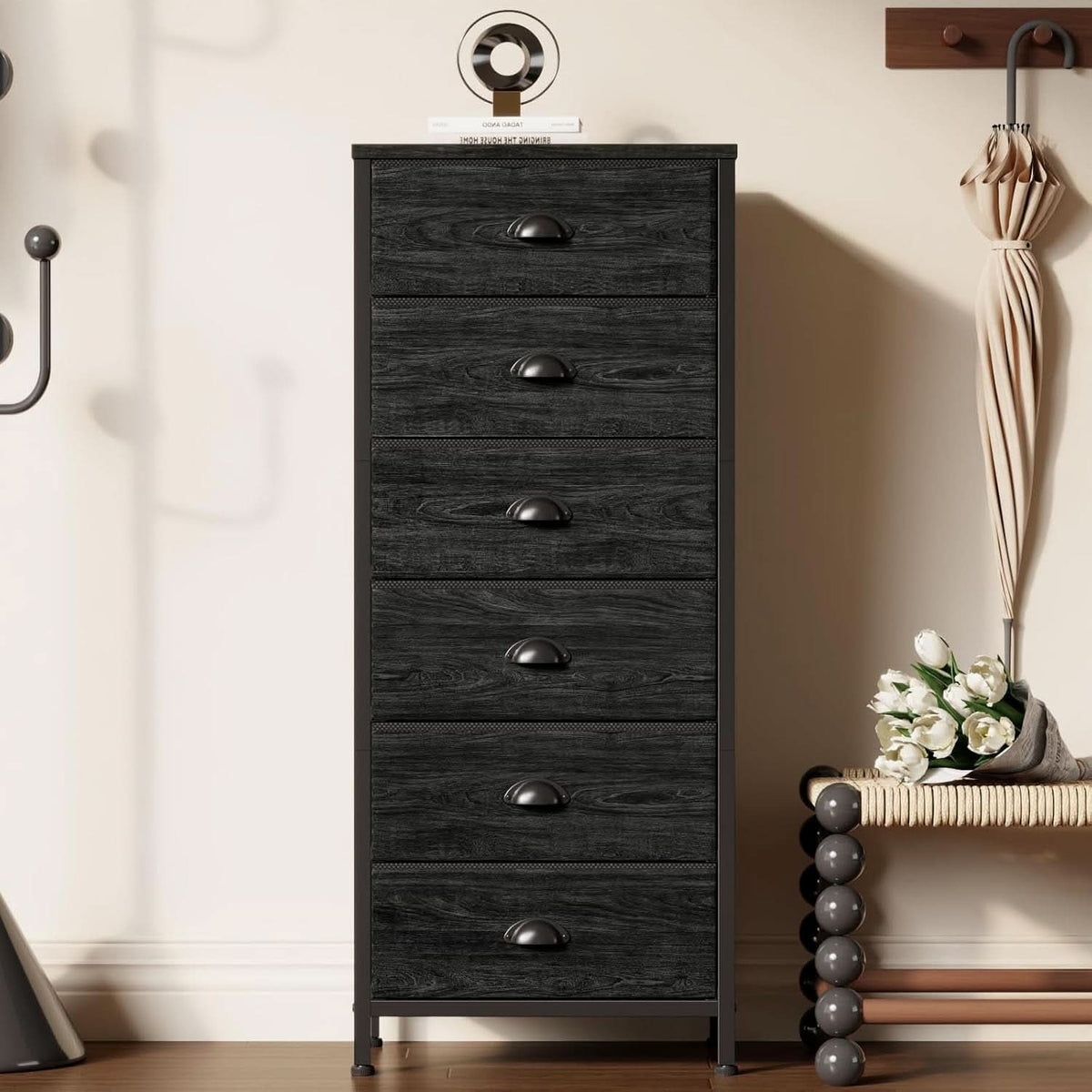 Tall Dresser With 6 Drawers Black Vertical Nightstand