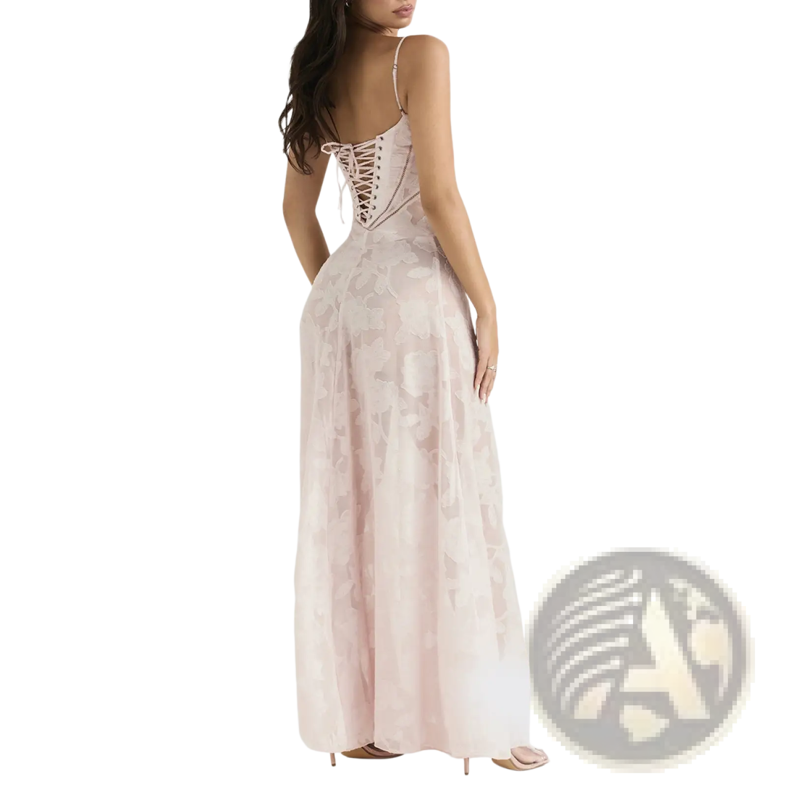 Floral Lace Backless Maxi Party Dress
