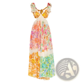 French Floral v Neck Ruffle Maxi Dress
