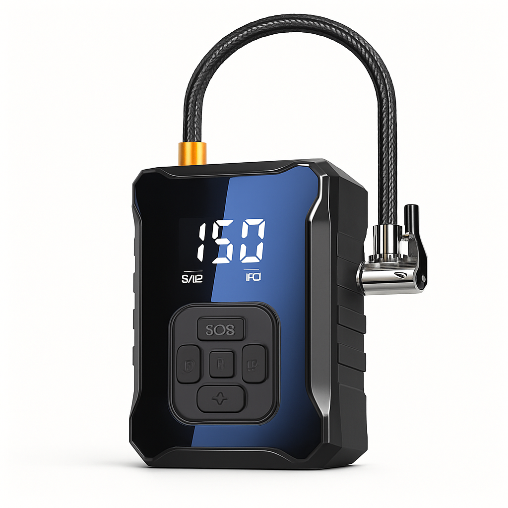 Cordless Tire Inflator with Car Charger and LED Light