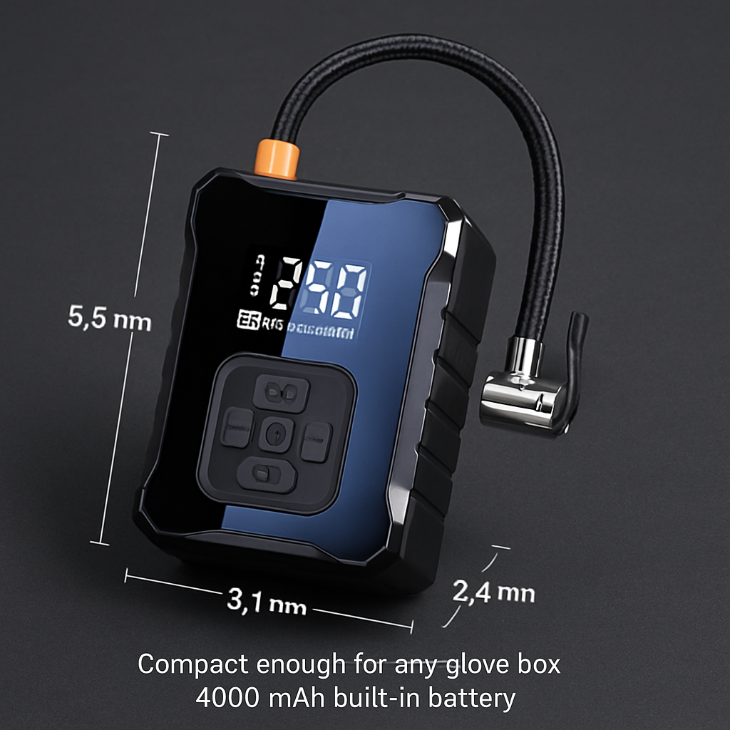 Cordless Tire Inflator with Car Charger and LED Light