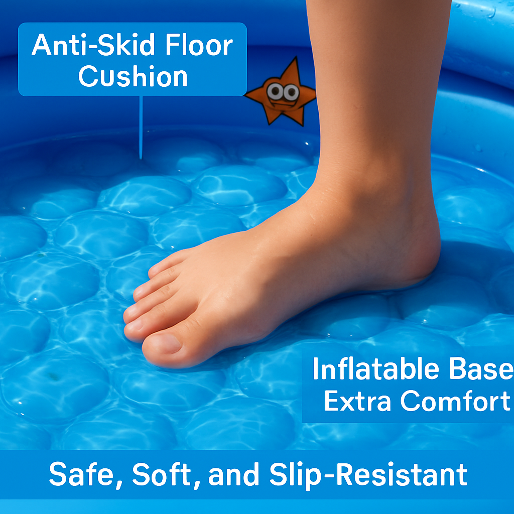 51x13” Inflatable Swimming Pool Blow Up Family Pool For 3 Kids Foldable Swim Ball Pool Center w/ 4 Valves Bottom Water Drain Plug For Indoor Backyard