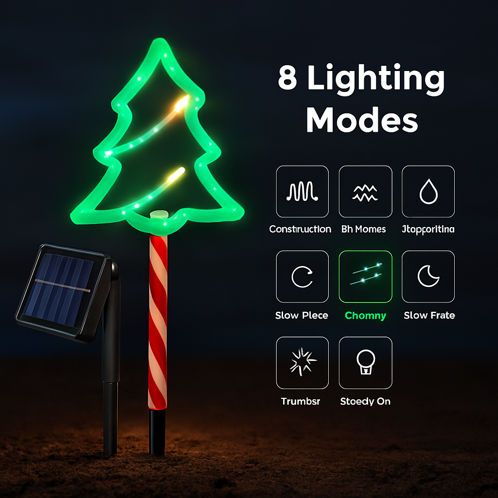 5Packs Christmas Outdoor Pathway Light With 8 Modes IP44 Waterproof Xmas Decoration Stake Light Tree Candy Light For Garden Lawn Porch Yard Driveway