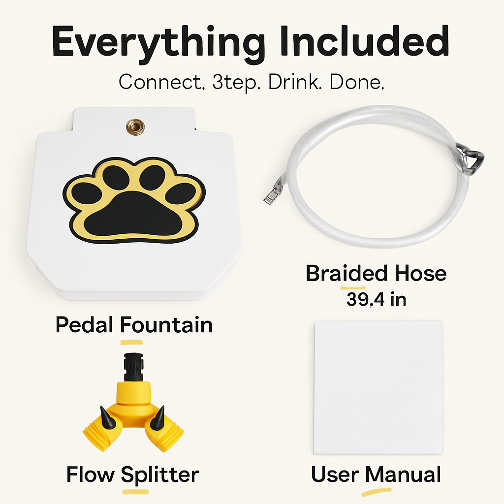 Dog Water Fountain Outdoor Dog Pet Water Dispenser Step-on Activated Sprinkler w/ Interactive Paw Pedal Valve for Drinking Fresh Water